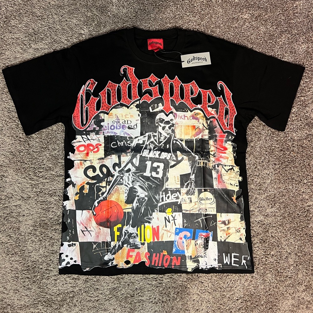 Black and Red Godspeed Graphic Tee Short Sleeve